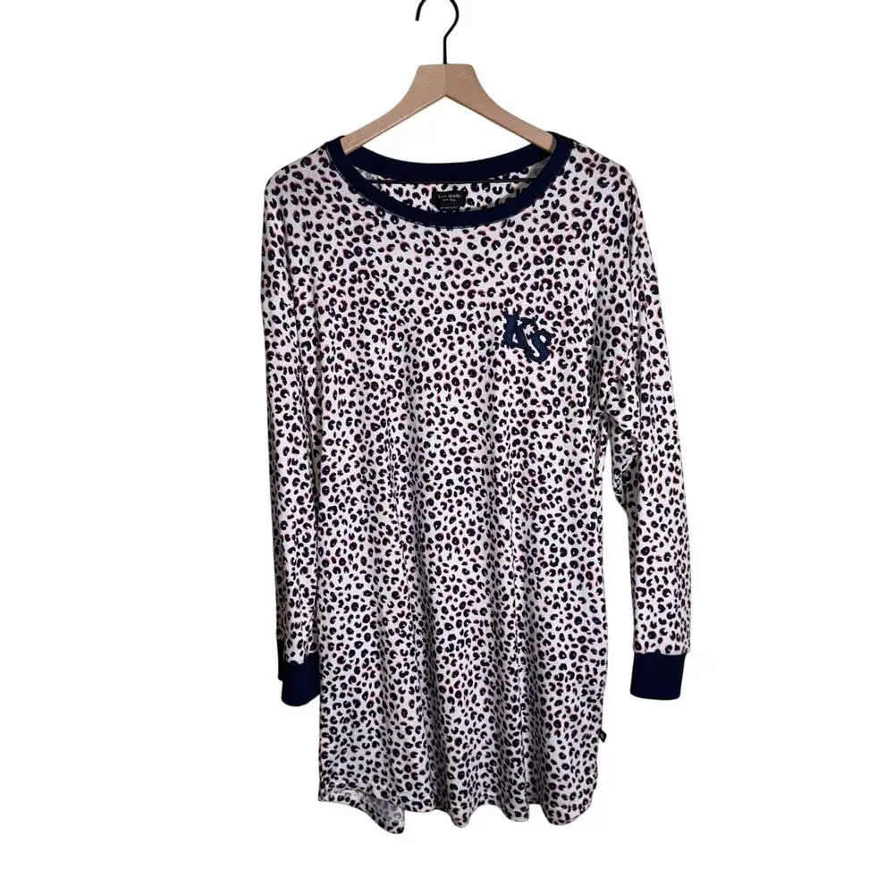 KATE SPADE cozy oversized cheetah print long sleeve night dress XL